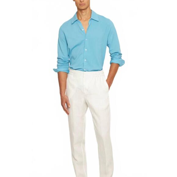 NEW ORLEBAR BROWN giles pique shirt in california blue